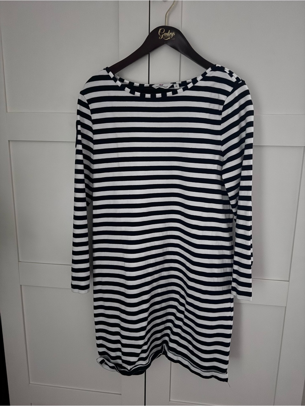 Striped Navy and White Boatneck Women’s Dress